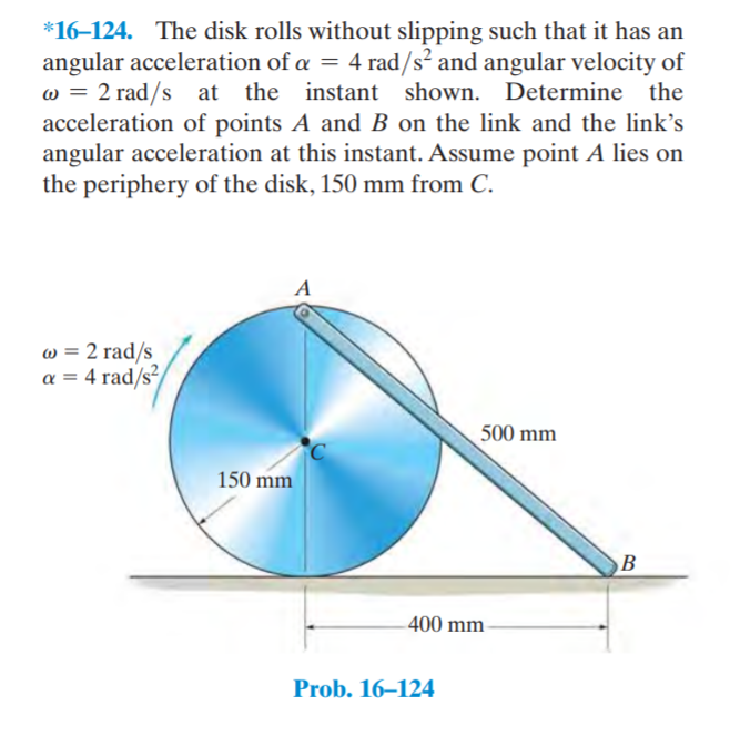 Solved *16–124. The disk rolls without slipping such that it | Chegg.com