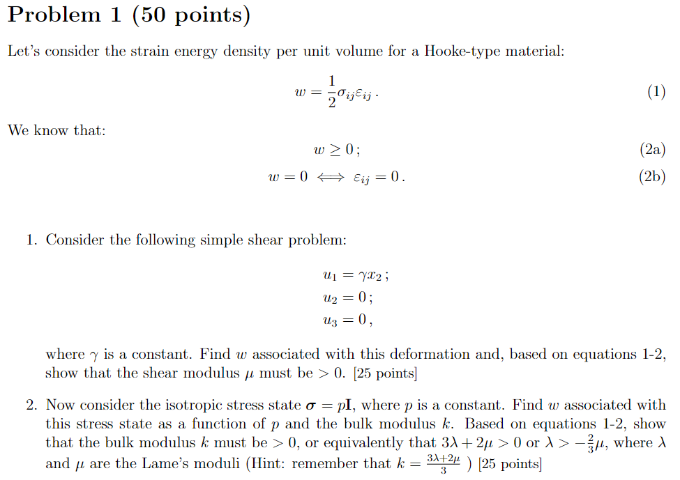 Problem 1 (50 points) Let's consider the strain | Chegg.com