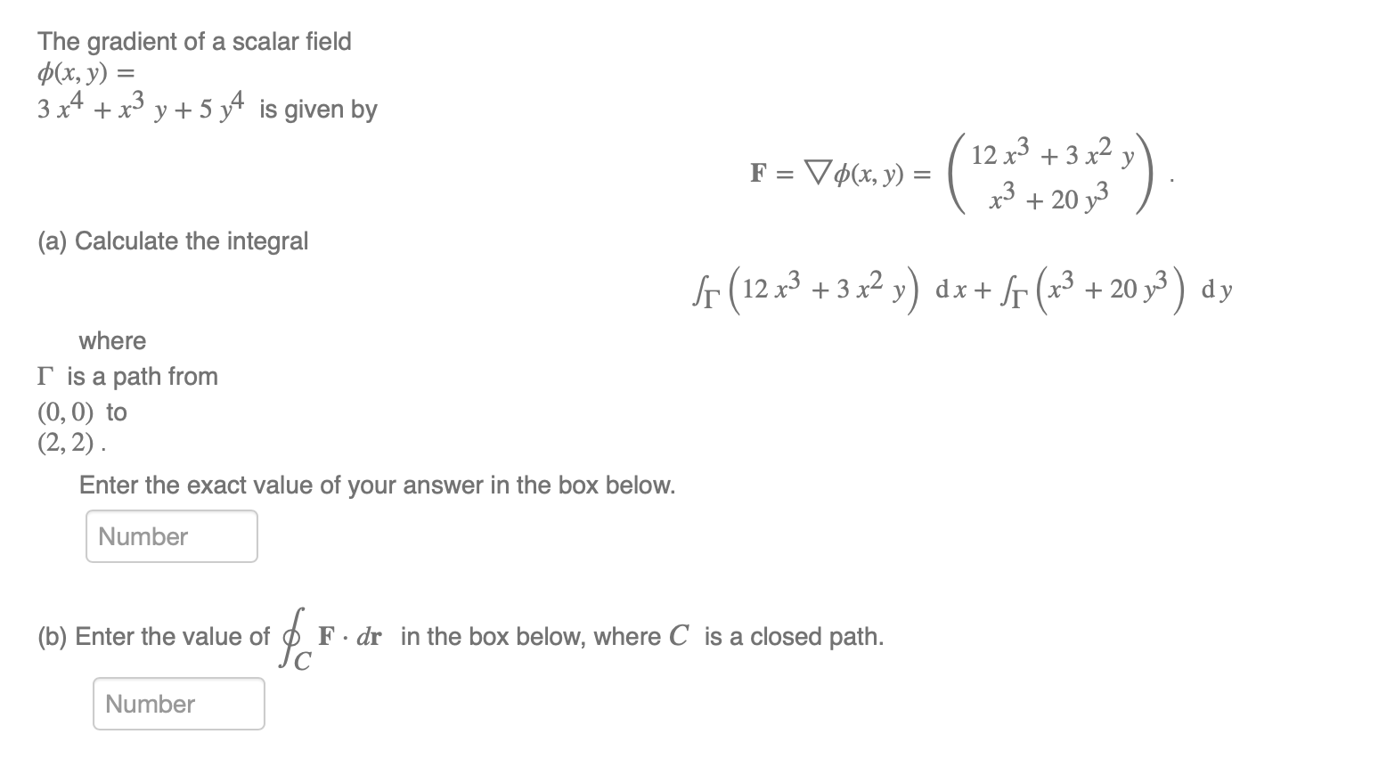 Solved The gradient of a scalar field $(x, y) = 3 x4 + x3 y | Chegg.com