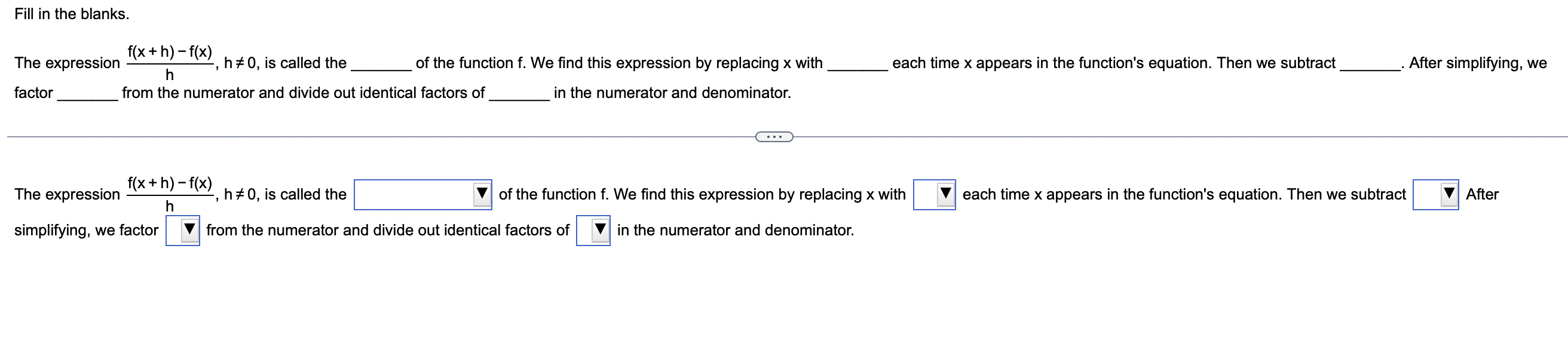 Solved After simplifying, we factor from the numerator and | Chegg.com