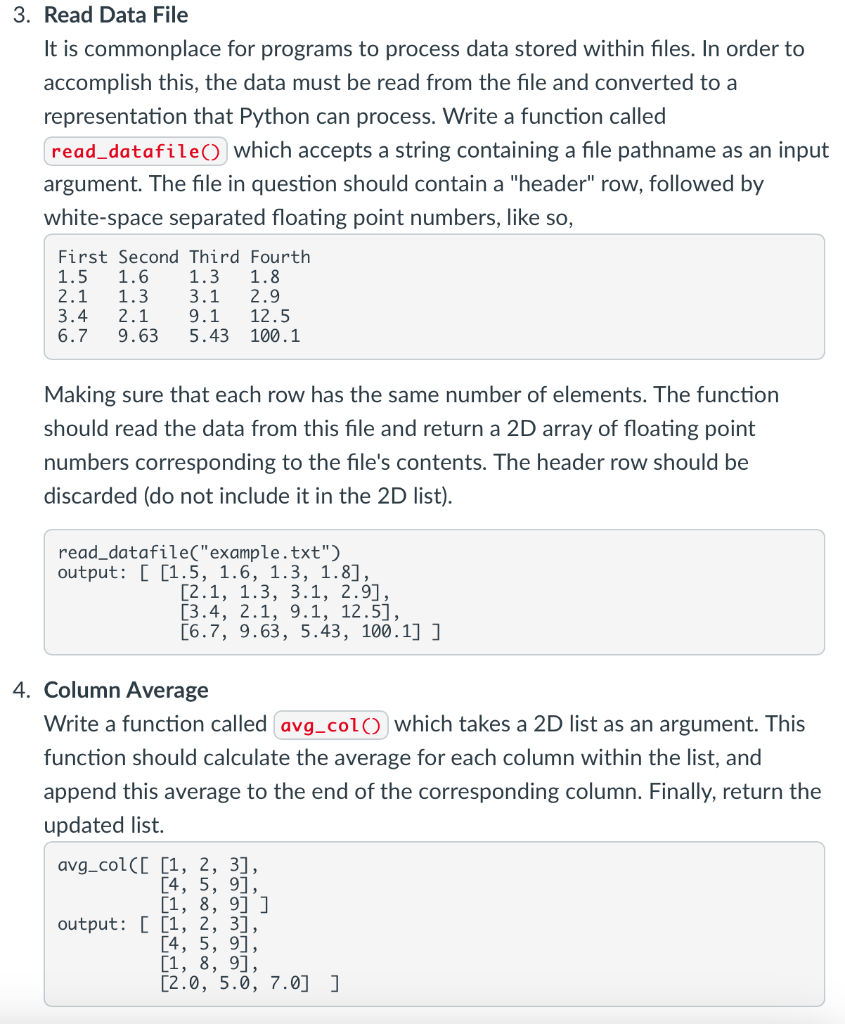 Solved 1. Row Average Write a function called which takes a