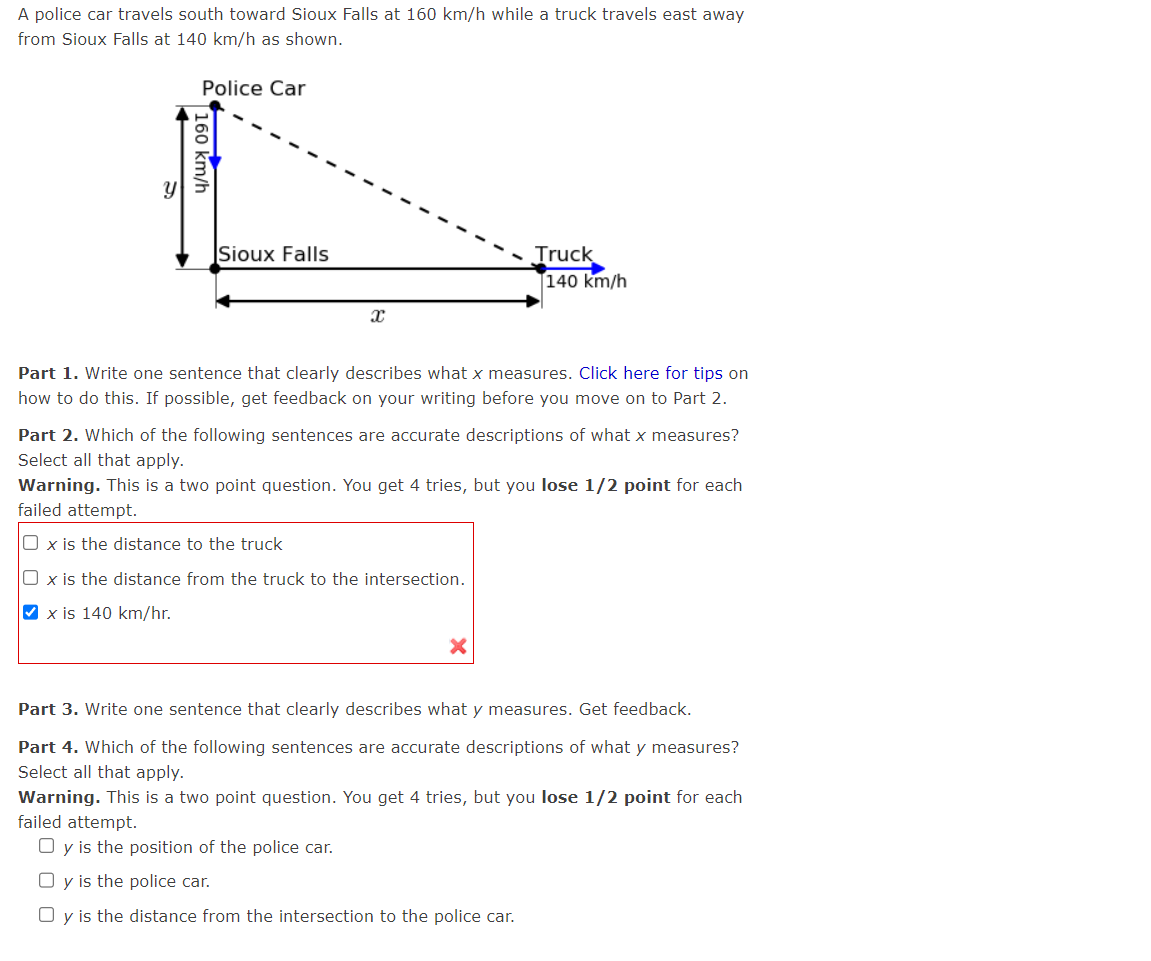 Solved A police car travels south toward Sioux Falls at 160