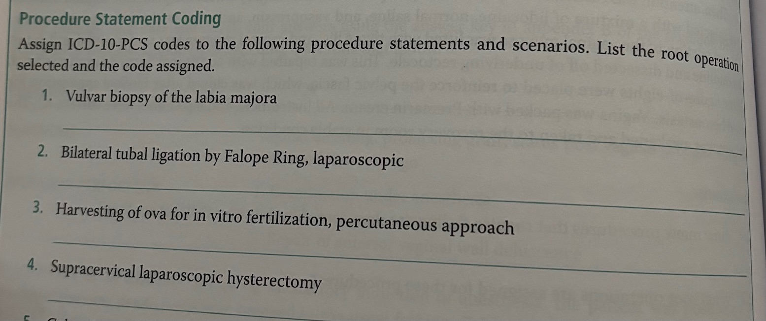 Solved Procedure Statement Codingassign Icd 10 Pcs Codes To Chegg Solved Procedure Statement Codingassign Icd 10 Pcs Codes To Chegg