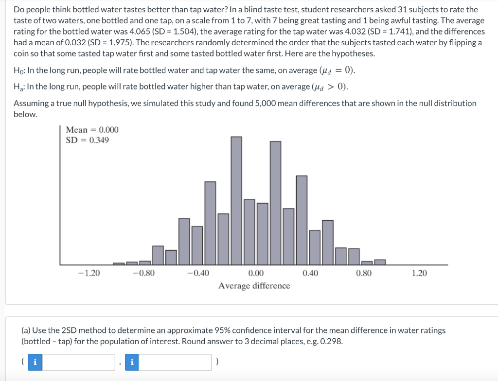 Solved Do people think bottled water tastes better than tap