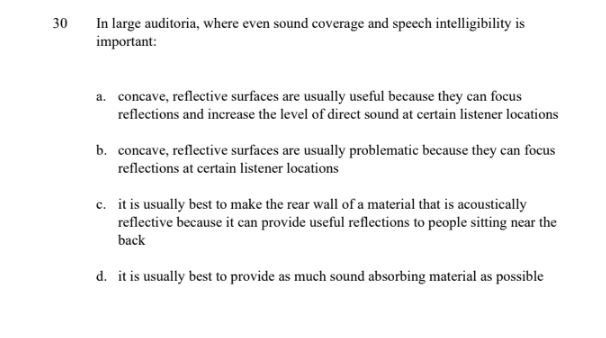 Solved In large auditoria, where even sound coverage and | Chegg.com