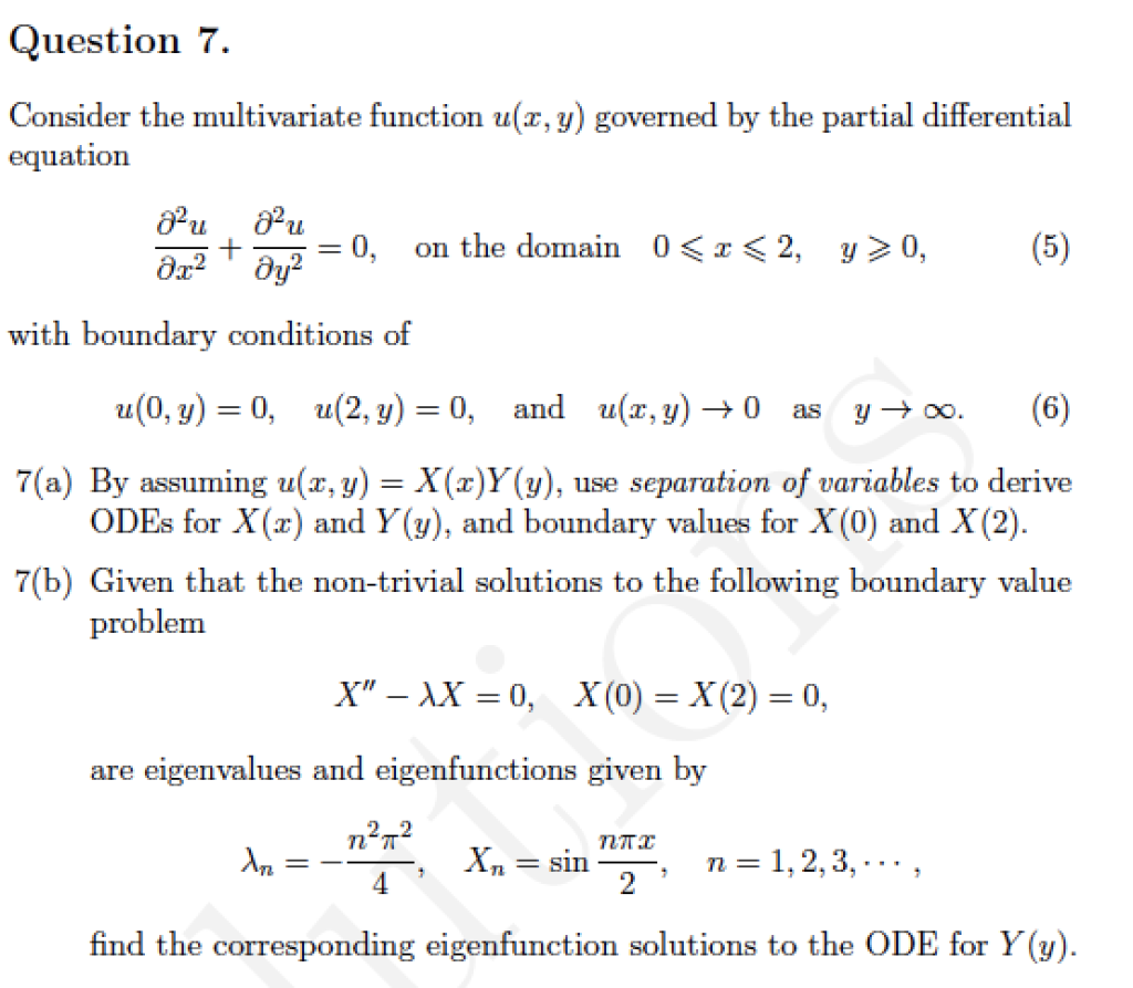 Solved Question 7 Consider the multivariate function u(x,y)