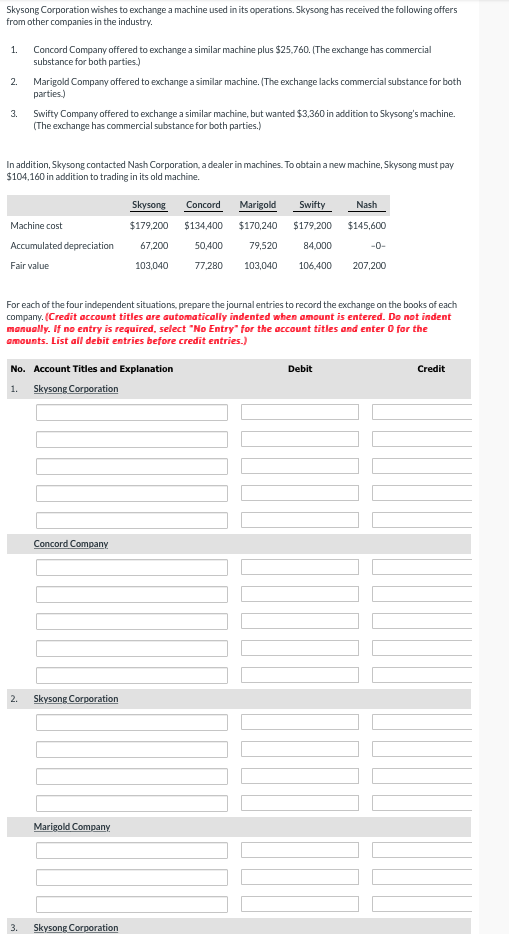 Skysong Corporation Wishes To Exchange A Machine Used 