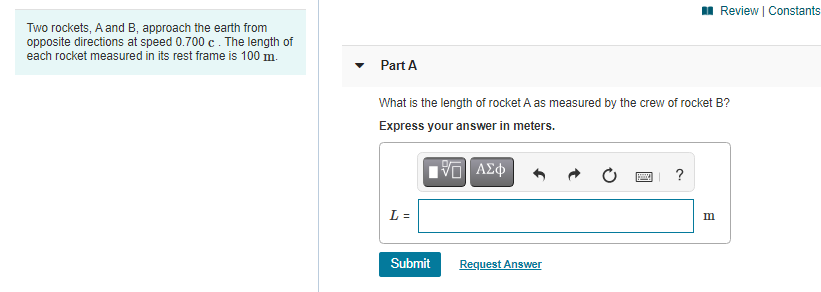 Solved A Review Constants Two Rockets, A And B, Approach The | Chegg.com