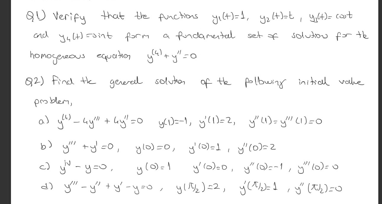 Solved Q1) Verify that the functions | Chegg.com