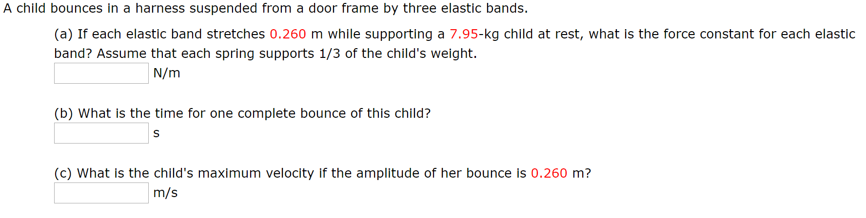 Solved A Child Bounces In A Harness Suspended From A Door