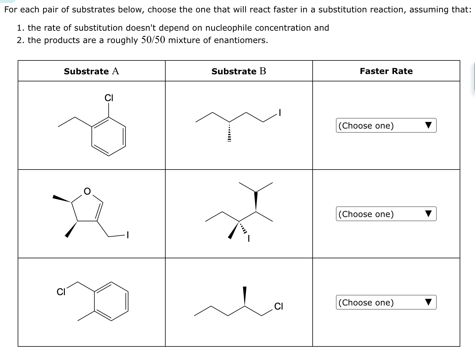 Solved For Each Pair Of Substrates Below, Choose The One | Chegg.com