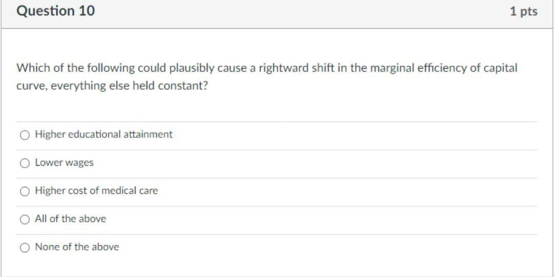 Solved Question 10 1 pts Which of the following could | Chegg.com