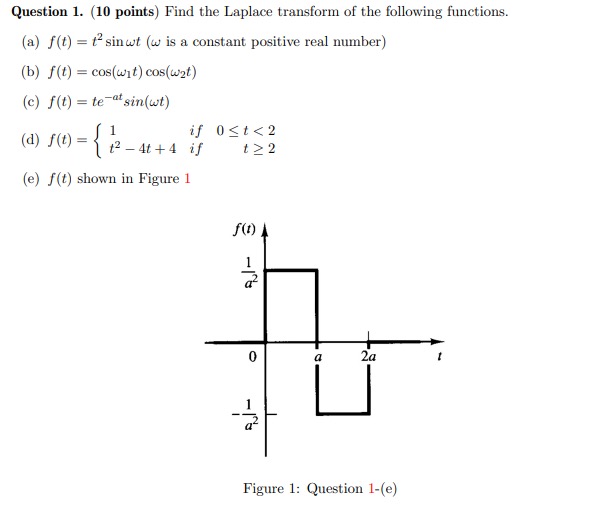 Solved Question 1. (10 points) Find the Laplace transform of | Chegg.com