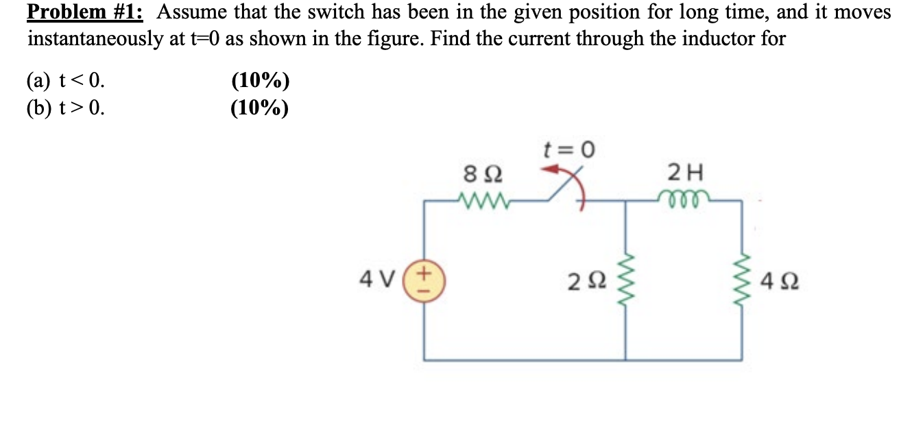 Solved Problem #1: Assume That The Switch Has Been In The | Chegg.com