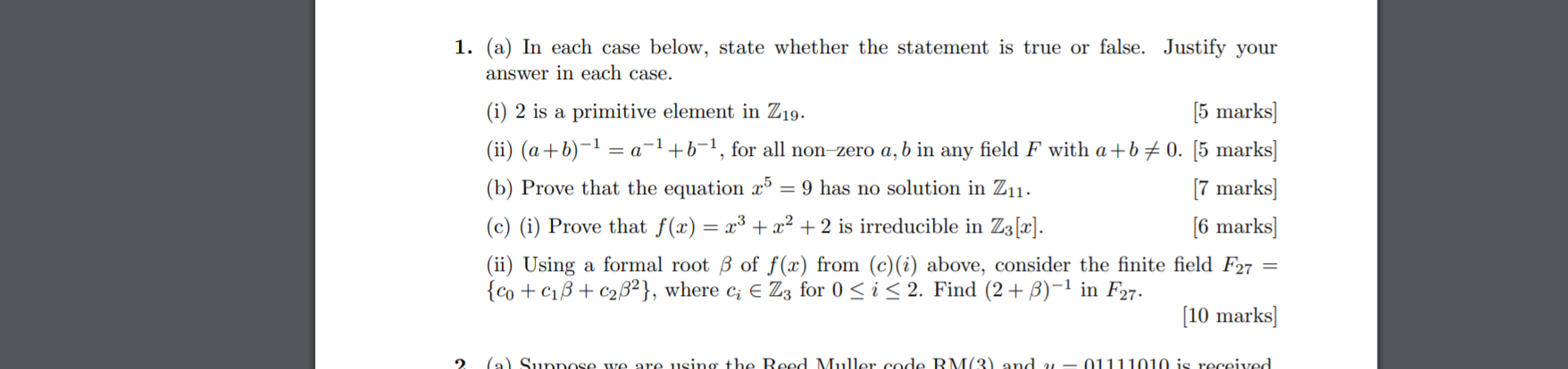 Solved 1. (a) In each case below, state whether the | Chegg.com