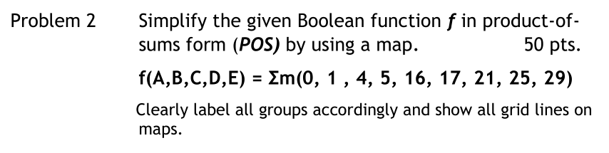 Solved Problem 2 2 Simplify The Given Boolean Function F In | Chegg.com