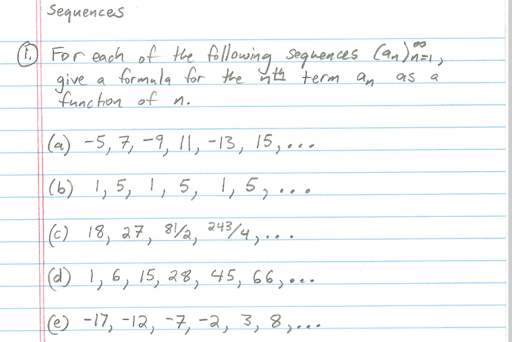 Solved Sequences 1 For each of the following sequences (an) | Chegg.com