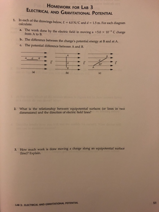 Solved HoMEWORK FOR LAB 3 ELECTRICAL AND GRAVITATIONAL | Chegg.com