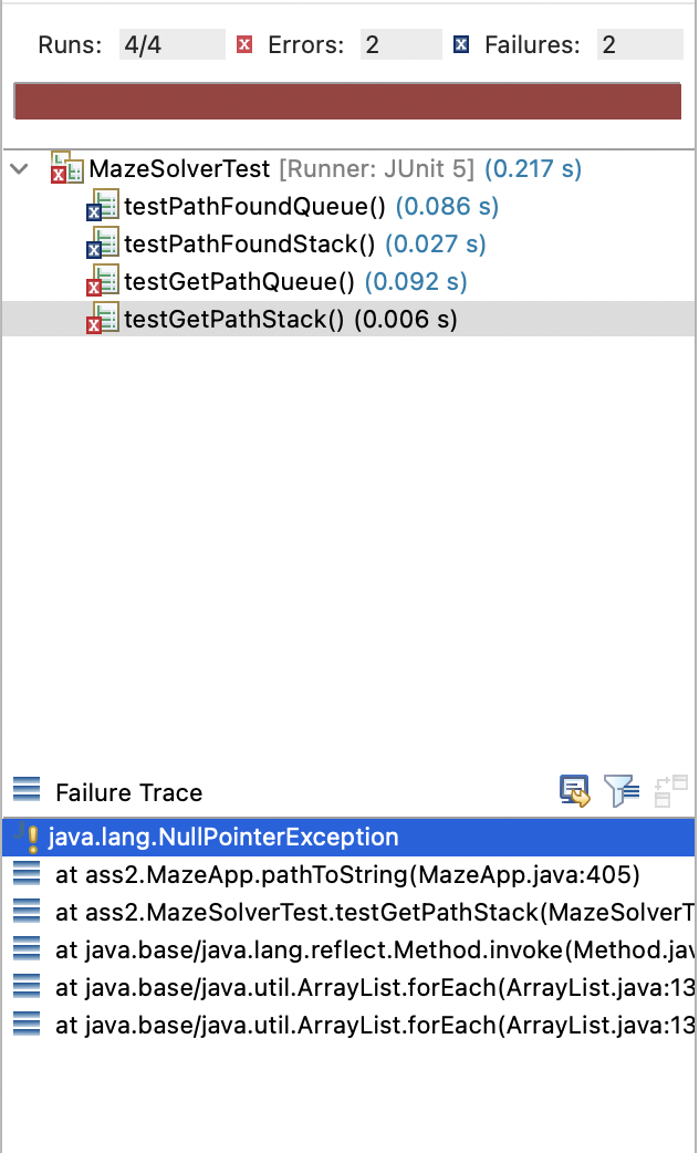 Solved I get an error when running a JUnit test for my
