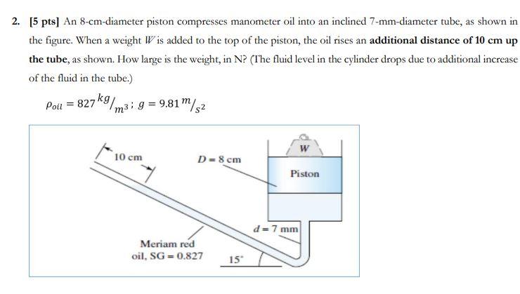Solved 2. [5 pts) An 8-cm-diameter piston compresses | Chegg.com