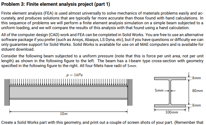 Problem 3: Finite Element Analysis Project (part 1) | Chegg.com