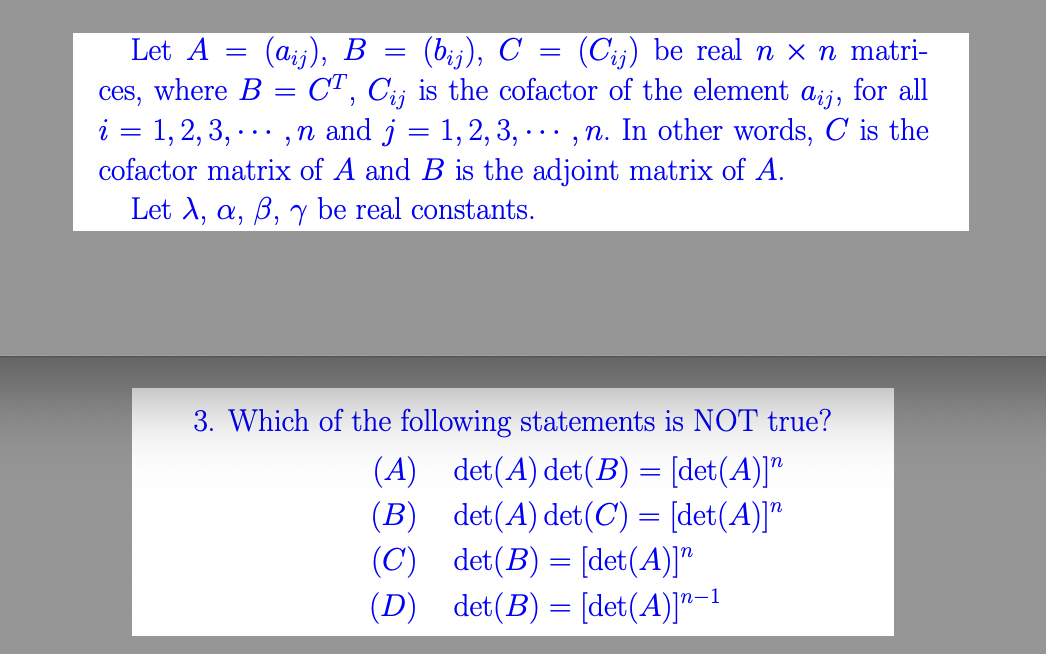 Solved Let A aij B bij C Cij be real n n matrices Chegg