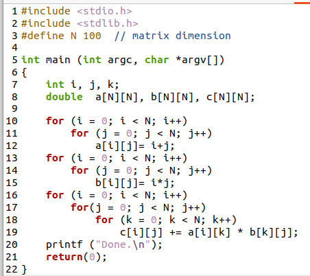 Solved C++ code to calculate the matrix multiplication, c = | Chegg.com