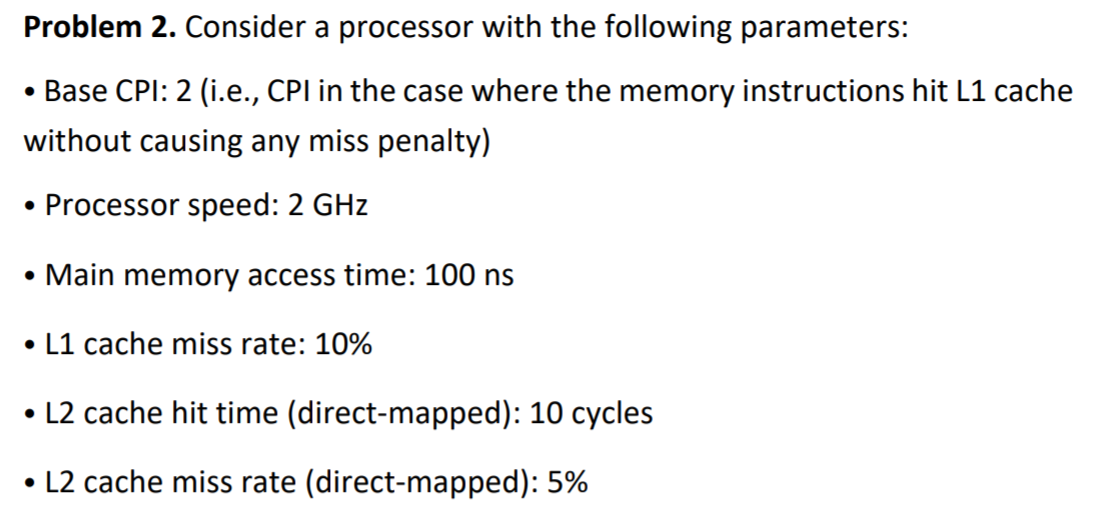 Problem 2. Consider A Processor With The Following | Chegg.com