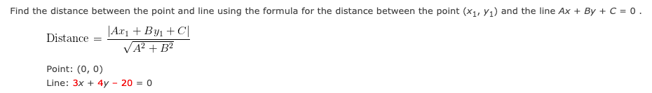 Solved Find the distance between the point and line using | Chegg.com