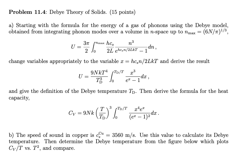 Solved Problem 11.4: Debye Theory of Solids. (15 points) a) | Chegg.com