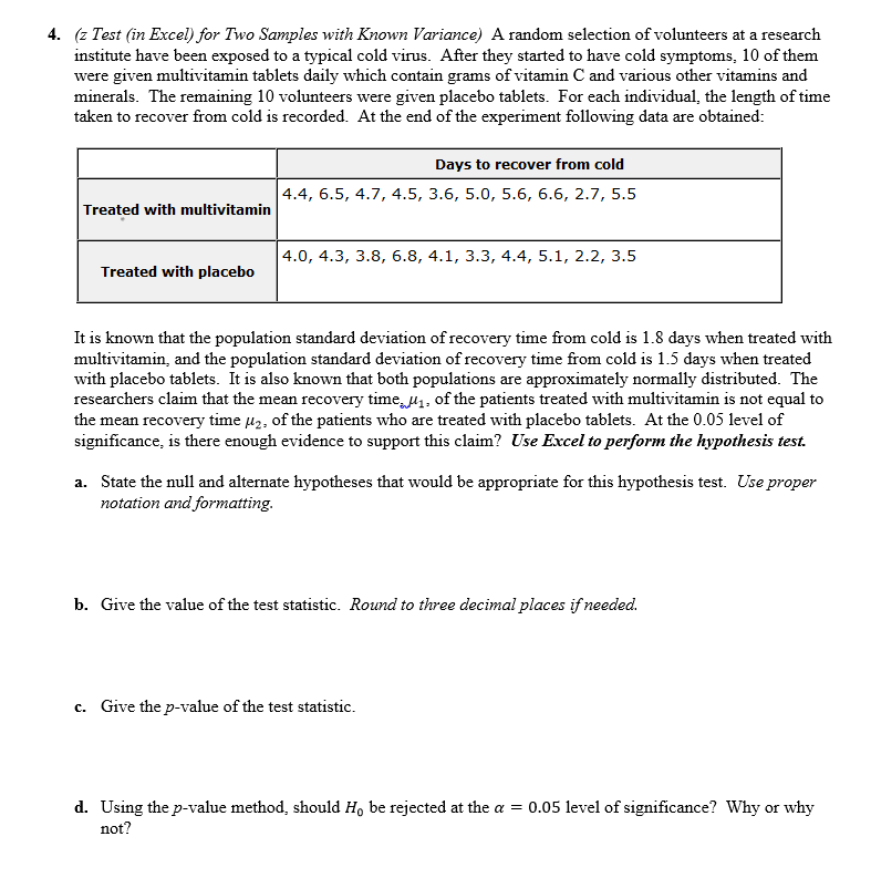 solved-z-test-in-excel-for-two-samples-with-known-chegg