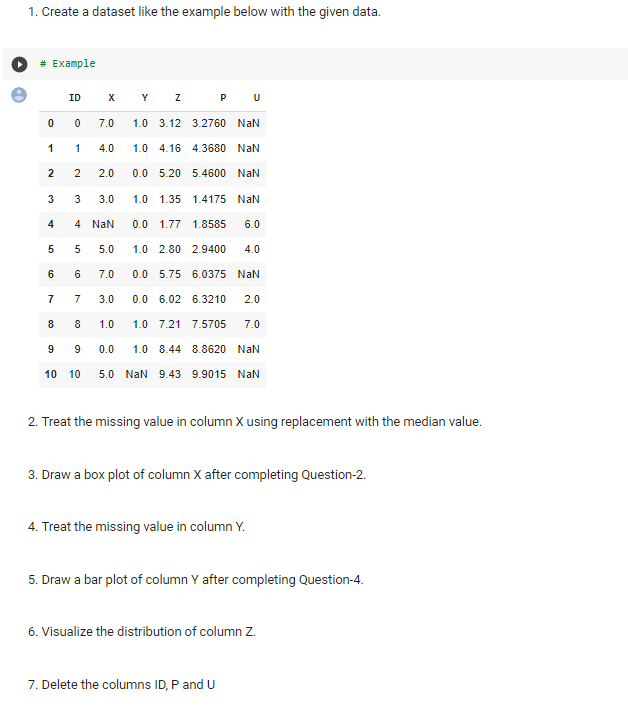 Solved 1. Create a dataset like the example below with the | Chegg.com