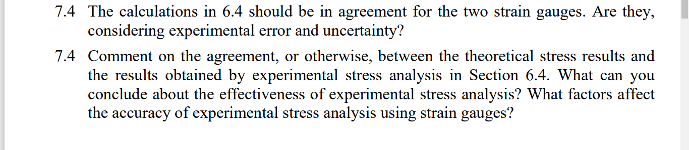 6.4 Use experimental stress analysis methods | Chegg.com