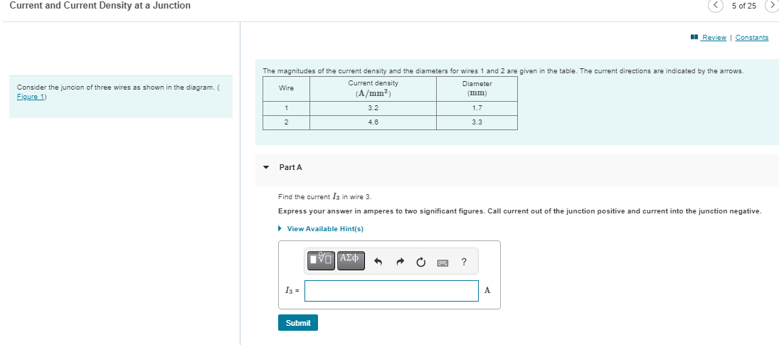 Solved Current and Current Density at a Junction 5 of 25 | Chegg.com