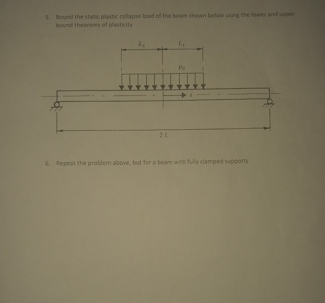 Solved 5. Bound the static plastic collapse load of the beam | Chegg.com