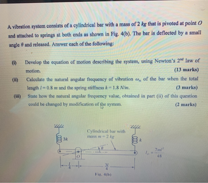 Solved A vibration system consists of a cylindrical bar with | Chegg.com