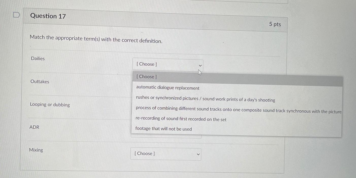 Solved Question 17 5 pts Match the appropriate term(s) with | Chegg.com