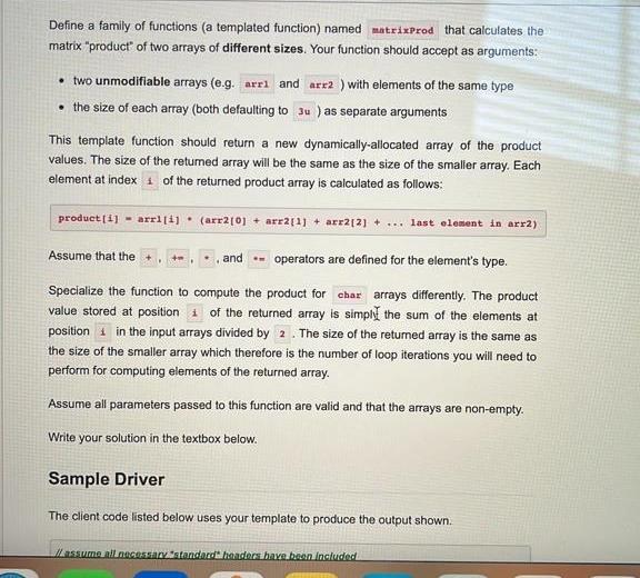 Solved Define a family of functions (a templated function) | Chegg.com