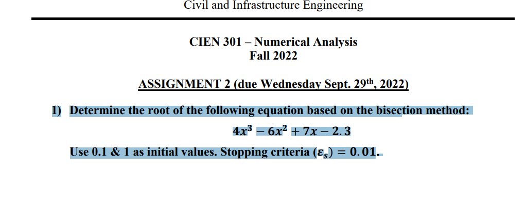 Solved ASSIGNMENT 2 (due Wednesday Sept. 29 th ,2022 ) | Chegg.com