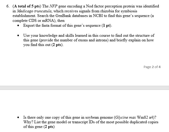 Solved 6. (A total of 5 pts) The NFP gene encoding a Nod | Chegg.com