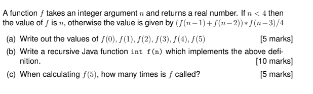 Solved A function f takes an integer argument n and returns | Chegg.com