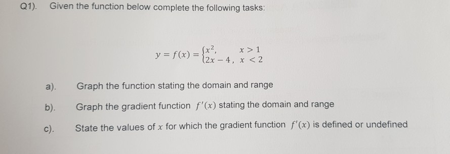 Solved Q1). Given the function below complete the following | Chegg.com