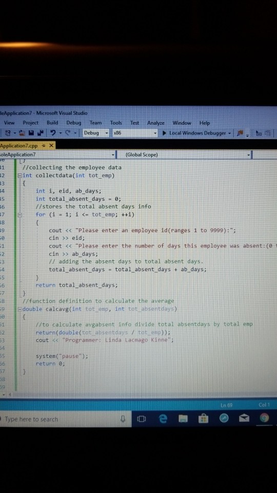 Solved leApplication7 - Microsoft Visual Studio View Project | Chegg.com