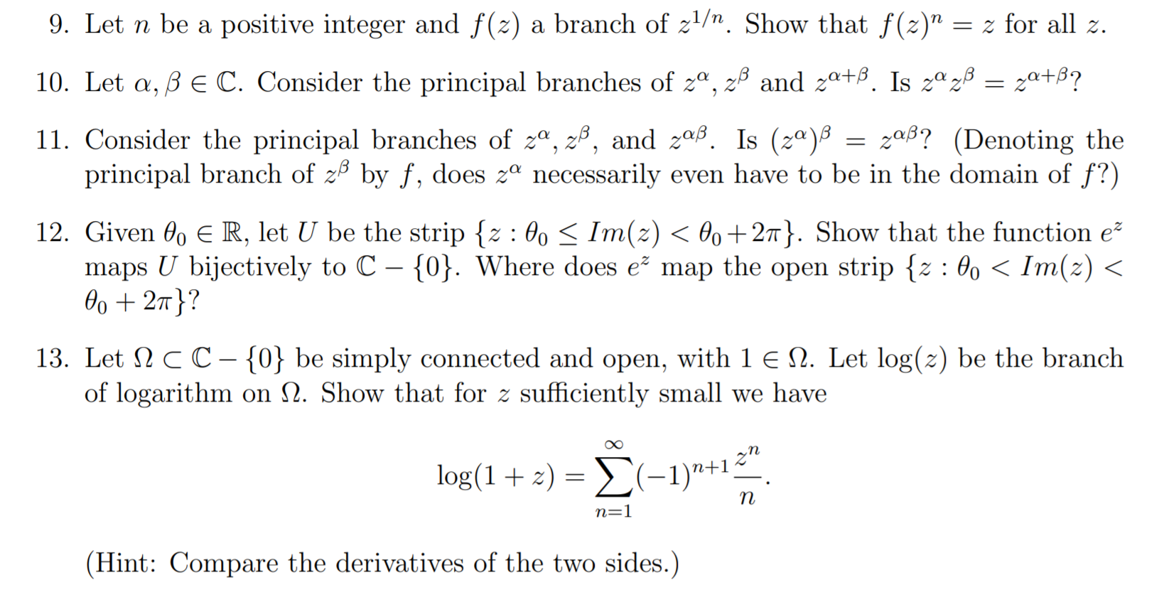 9 Let N Be A Positive Integer And F Z A Branch Of Chegg Com