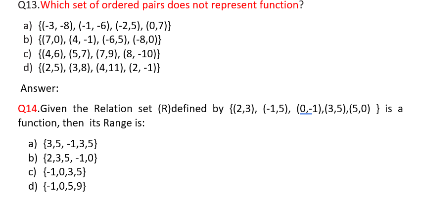 Solved Q13.Which set of ordered pairs does not represent | Chegg.com