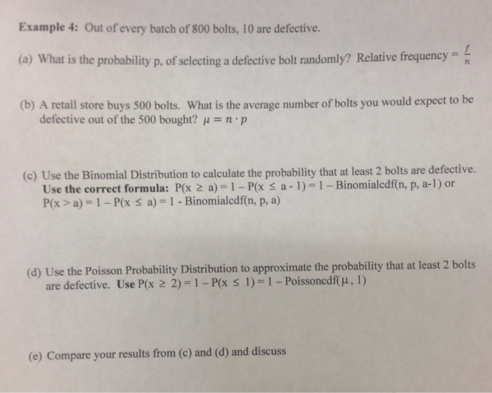 Solved Out of even batch of 800 bolts, 10 are defective.