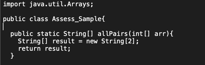 Solved import java.util.Arrays; lic class Assess_Sample{ | Chegg.com