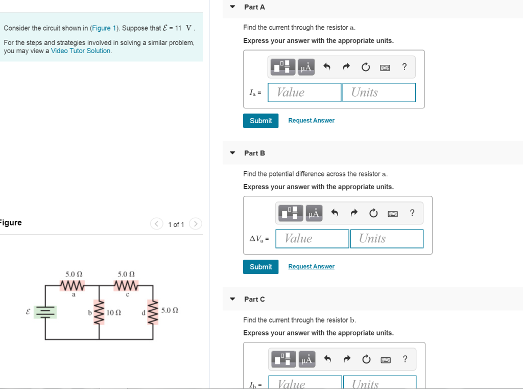 Solved Part A Find the current through the resistor a. | Chegg.com