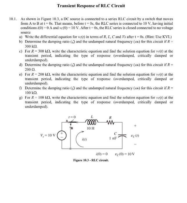 Solved Transient Response Of RLC Circuit 10.1. As Shown In | Chegg.com