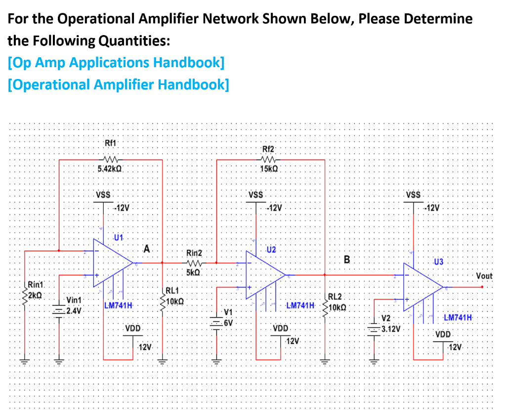 Solved For the Operational Amplifier Network Shown Below,